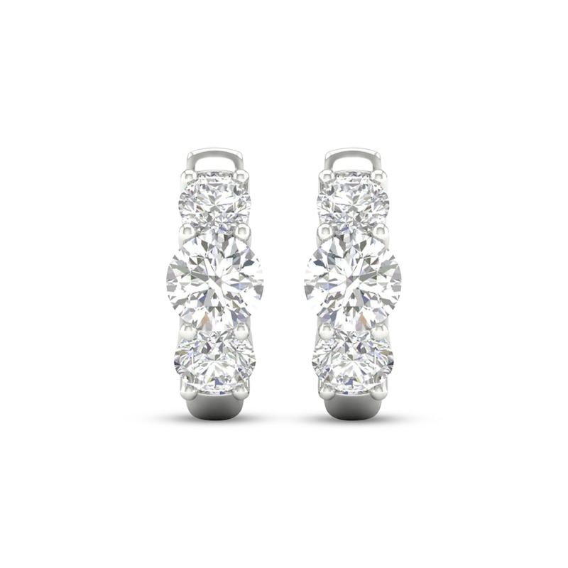 Main Image 2 of KAY Lab-Grown Diamonds Three-Stone Huggie Hoop Earrings 3 ct tw 10K White Gold