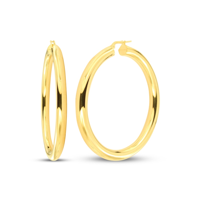 Main Image 1 of Polished Hoop Earrings 24K Yellow Gold Vermeil Sterling Silver 72mm