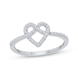 Diamond Heart Knot Ring 1/5 ct tw Sterling Silver