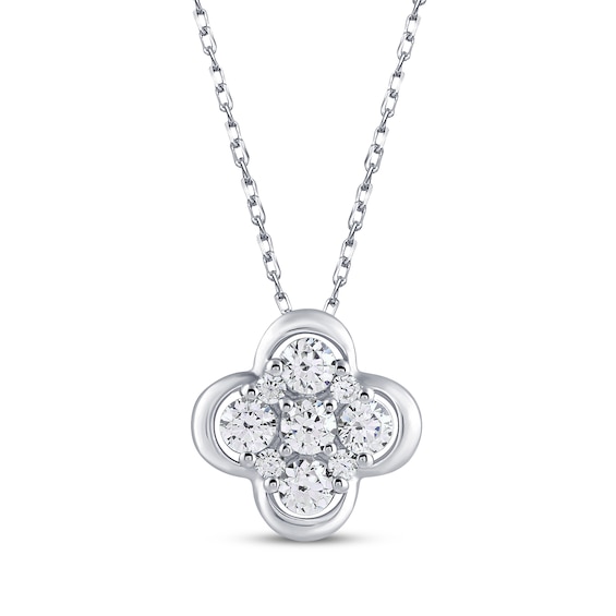 KAY Lab-Grown Diamond Multi-Stone Clover Necklace 1/3 ct tw Sterling Silver 18"