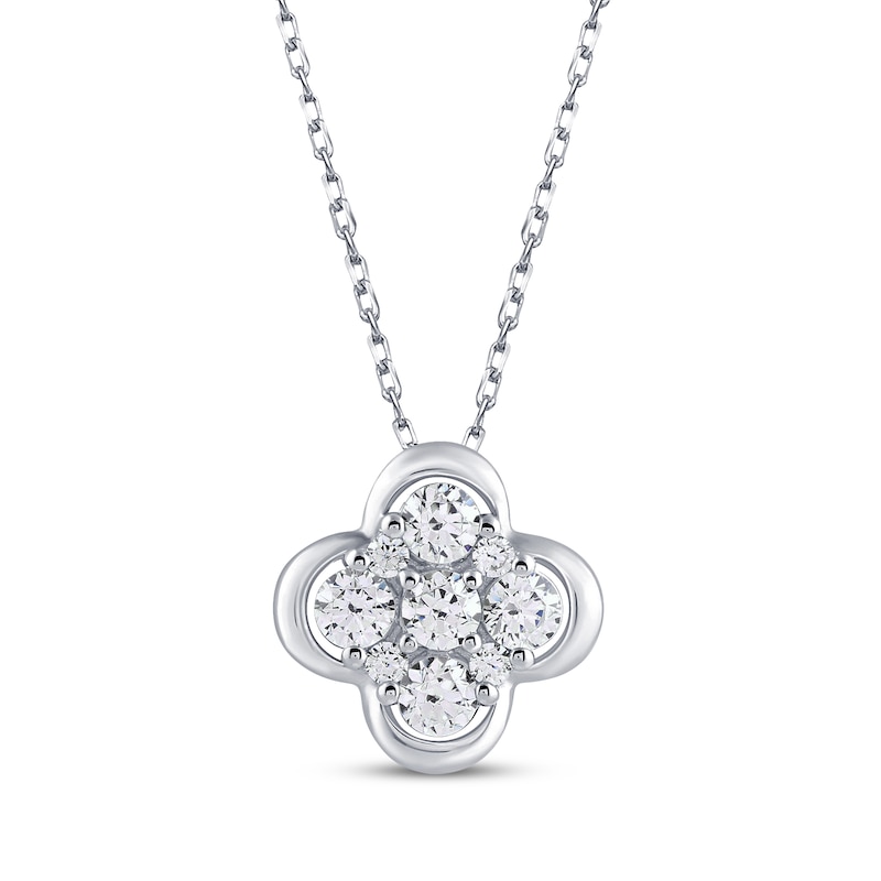 Main Image 1 of KAY Lab-Grown Diamond Multi-Stone Clover Necklace 1/3 ct tw Sterling Silver 18"