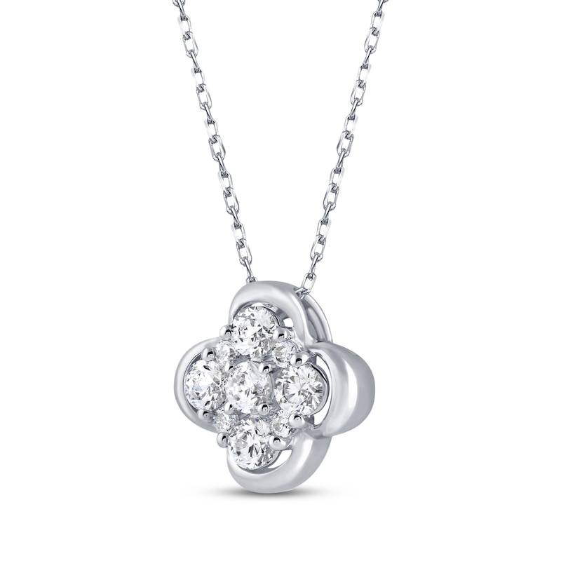 Main Image 2 of KAY Lab-Grown Diamond Multi-Stone Clover Necklace 1/3 ct tw Sterling Silver 18"