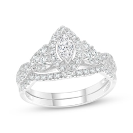 Adore Lab-Grown Diamonds Marquise-Cut Halo Bridal Set 1 ct tw 14K White Gold