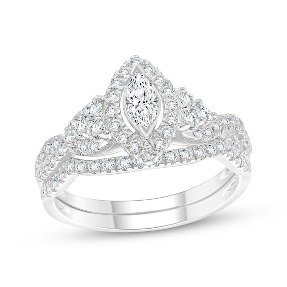 Adore Lab-Grown Diamonds Marquise-Cut Halo Bridal Set 1 ct tw 14K White Gold