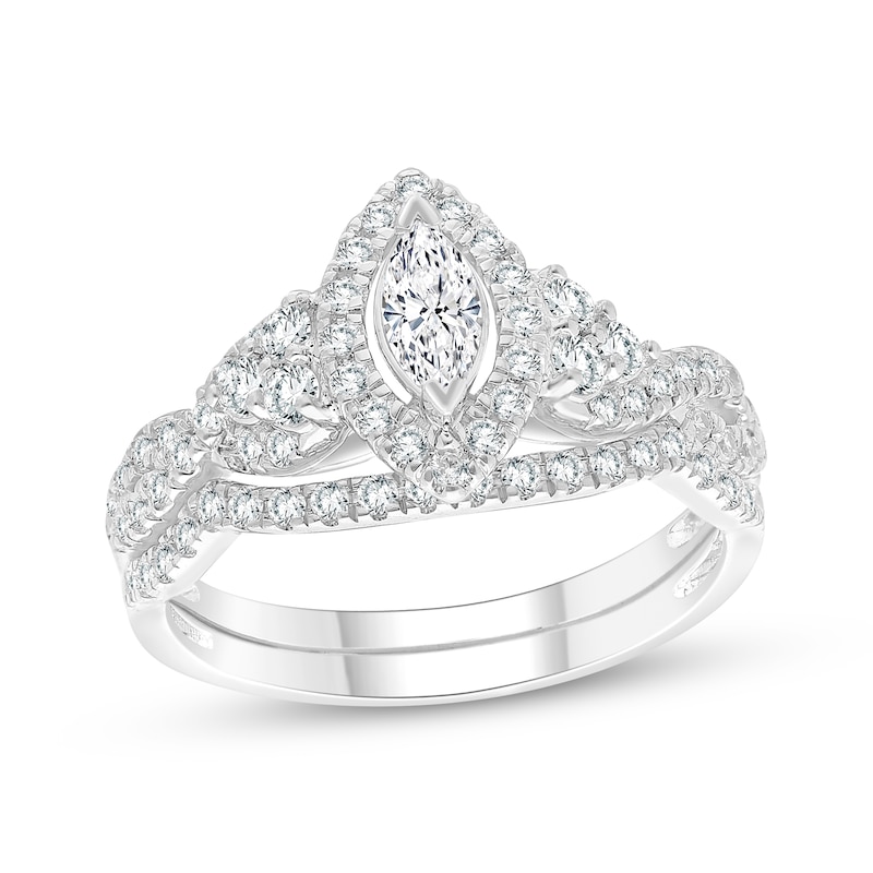 Main Image 1 of Adore Lab-Grown Diamonds Marquise-Cut Halo Bridal Set 1 ct tw 14K White Gold