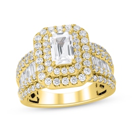 Adore Lab-Grown Diamonds Emerald-Cut Double Halo Engagement Ring 3 ct tw 14K Yellow Gold