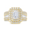 Thumbnail Image 4 of Adore Lab-Grown Diamonds Emerald-Cut Double Halo Engagement Ring 3 ct tw 14K Yellow Gold