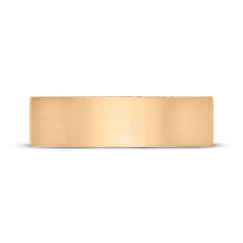 Main Image 3 of Neil Lane Men's Diamond Brushed-Finish Wedding Band 1/5 ct tw 14K Yellow Gold