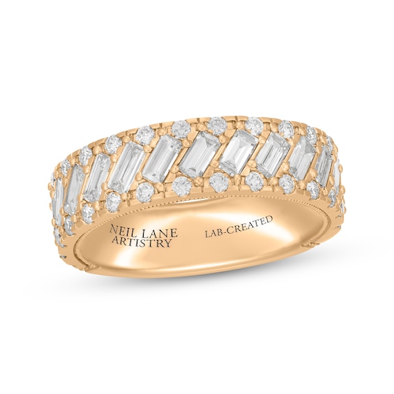 Neil Lane Men's Baguette & Round-Cut Lab-Grown Diamond Wedding Band 2 ct tw 14K Yellow Gold