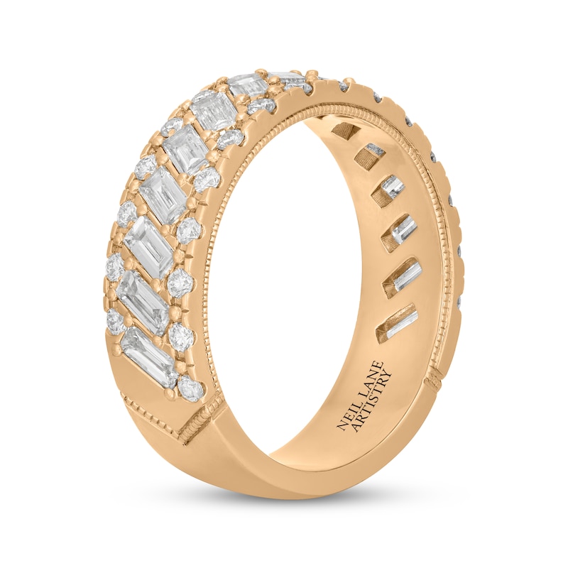 Main Image 2 of Neil Lane Men's Baguette & Round-Cut Lab-Grown Diamond Wedding Band 2 ct tw 14K Yellow Gold