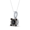 Thumbnail Image 2 of Black Diamond Round-Cut Solitaire Necklace 1/6 ct tw Sterling Silver 18"