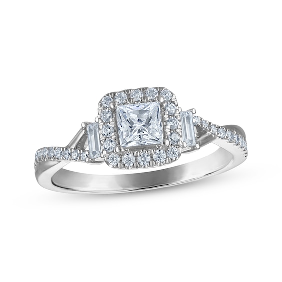 Adore Lab-Grown Diamonds Certified Princess-Cut Hidden Halo Engagement Ring 7/8 ct tw 14K White Gold