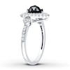 Thumbnail Image 1 of Black Diamond Ring 1 ct tw Heart-shaped 10K White Gold