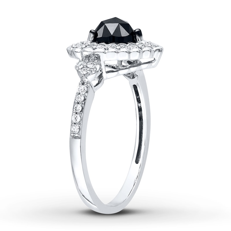 Black Diamond Ring 1 ct tw Heart-shaped 10K White Gold