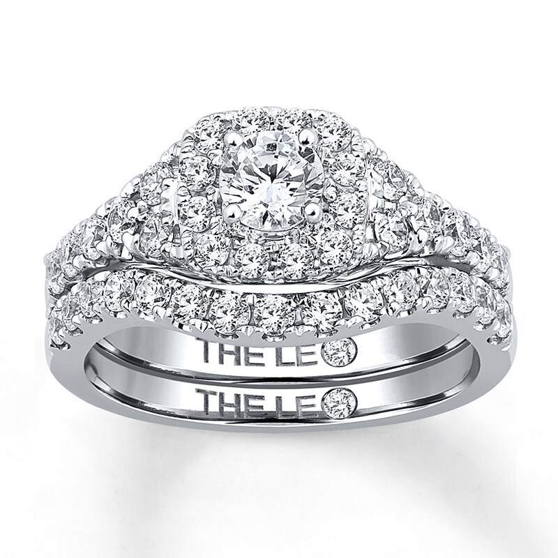 THE LEO Diamond Bridal Set 1-1/3 ct tw Round-cut 14K White Gold