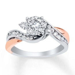 Diamond Engagement Ring 5/8 cttw Princess-cut 10K Two-Tone Gold