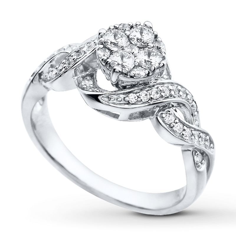 Diamond Engagement Ring 1/2 ct tw Round-Cut 10K White Gold