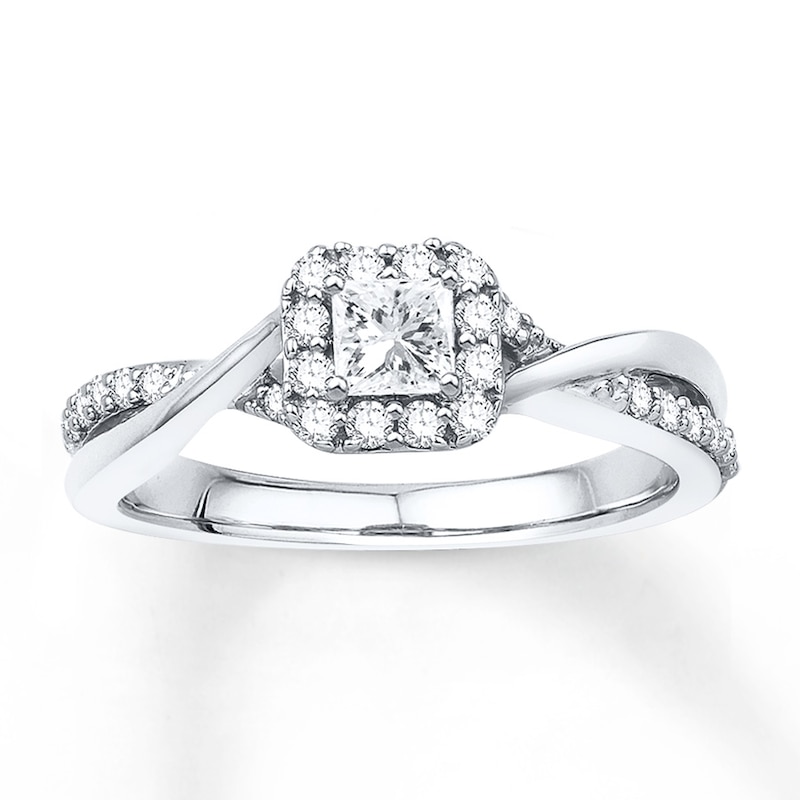 Engagement Ring 1/2 ct tw Diamonds 10K White Gold