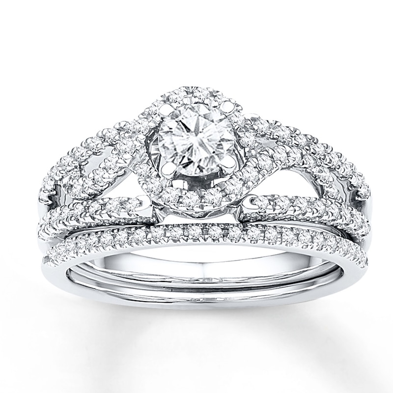 Main Image 1 of Diamond Bridal Set 3/4 ct tw Round-cut 10K White Gold