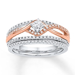 Diamond Bridal Set 1/2 ct tw Round-cut 10K Two-Tone Gold