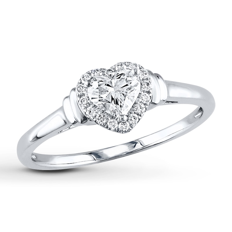Diamond Engagement Ring 1 2 Ct Tw Heart Shaped 14k White Gold Kay Outlet