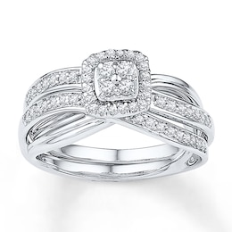 Diamond Bridal Set 3/8 ct tw Round-cut 10K White Gold