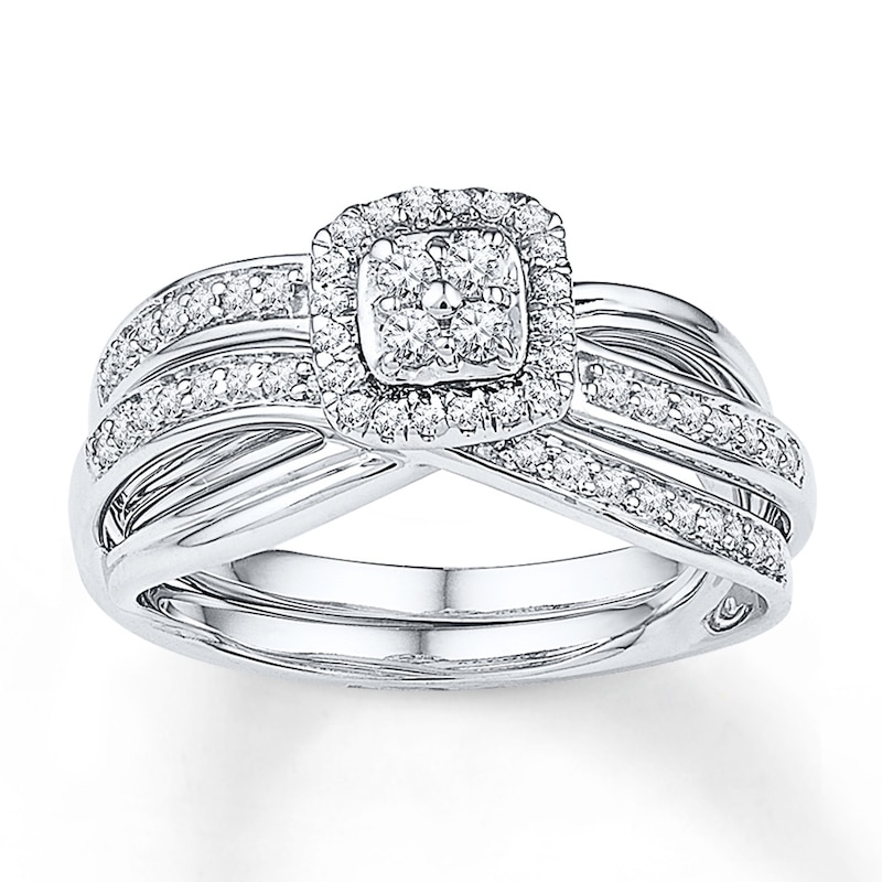 Main Image 1 of Diamond Bridal Set 3/8 ct tw Round-cut 10K White Gold