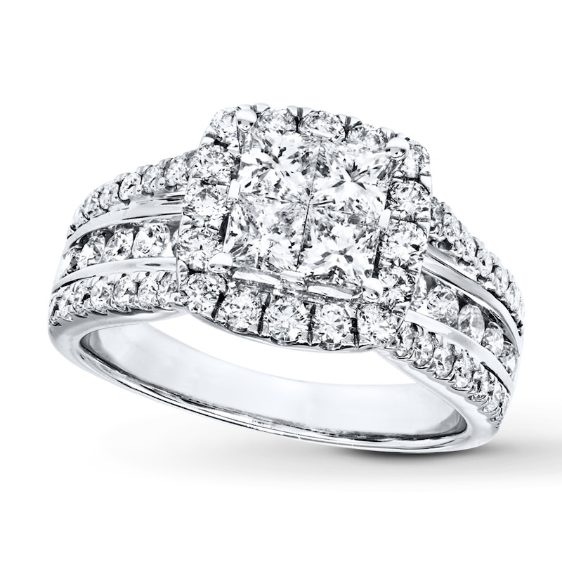 Main Image 1 of Diamond Engagement Ring 2 ct tw Princess & Round 14K White Gold