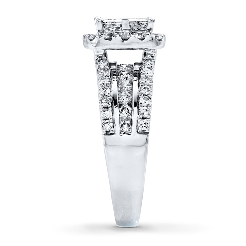 Main Image 3 of Diamond Engagement Ring 2 ct tw Princess & Round 14K White Gold