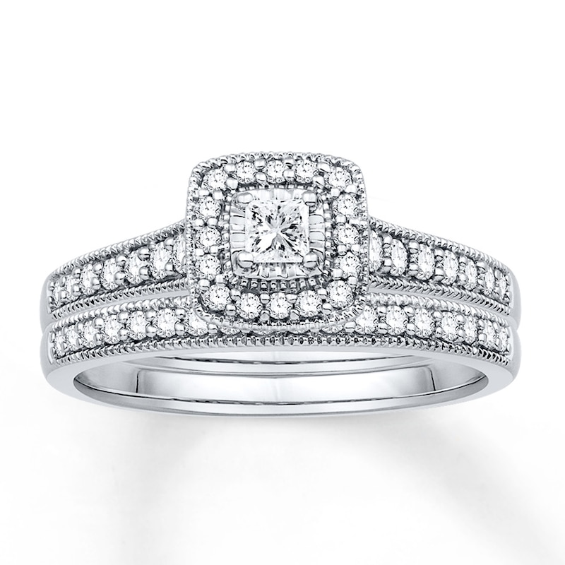 Diamond Engagement Ring 3/8 ct tw Princess-cut 10K White Gold