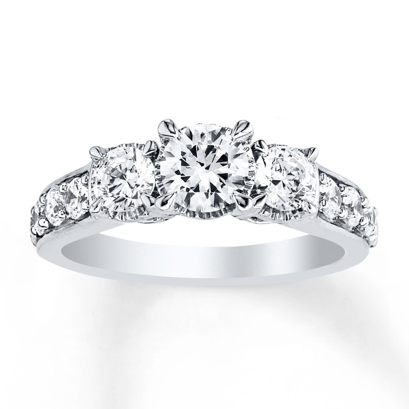 3 Stone Diamond Ring 1 2 Ct Tw Round Cut 14k White Gold Kay Outlet