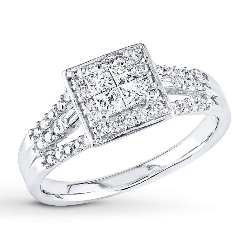 Diamond Engagement Ring 1/2 ct tw Princess-cut 10K White Gold