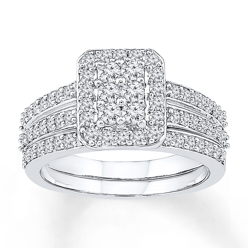 Main Image 1 of Diamond Bridal Set 1 ct tw Round-cut 14K White Gold