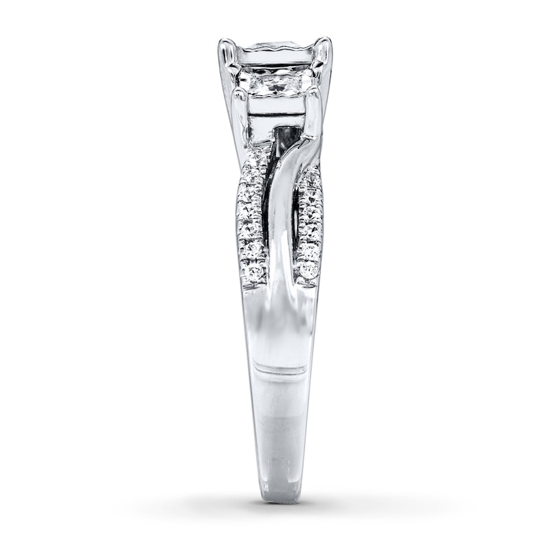 Main Image 3 of Diamond Engagement Ring 3/4 ct tw Princess-cut 14K White Gold