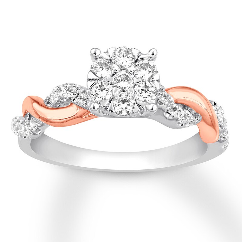 Diamond Engagement Ring 1/2 Carat tw Round-cut 10K Two-Tone Gold