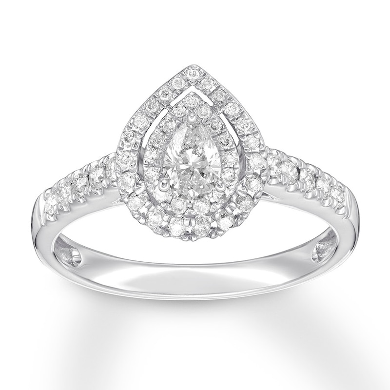 Main Image 1 of Adore Diamond Engagement Ring 1/2 ct tw Pear-shaped 14K White Gold