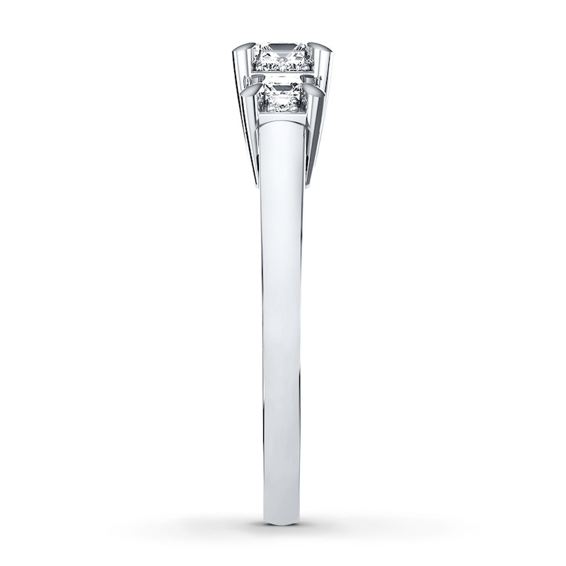 Three-Stone Engagement Ring 3/8 ct tw Diamonds 10K White Gold