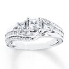 Diamond Engagement Ring 7/8 ct tw Princess-cut 10K White Gold