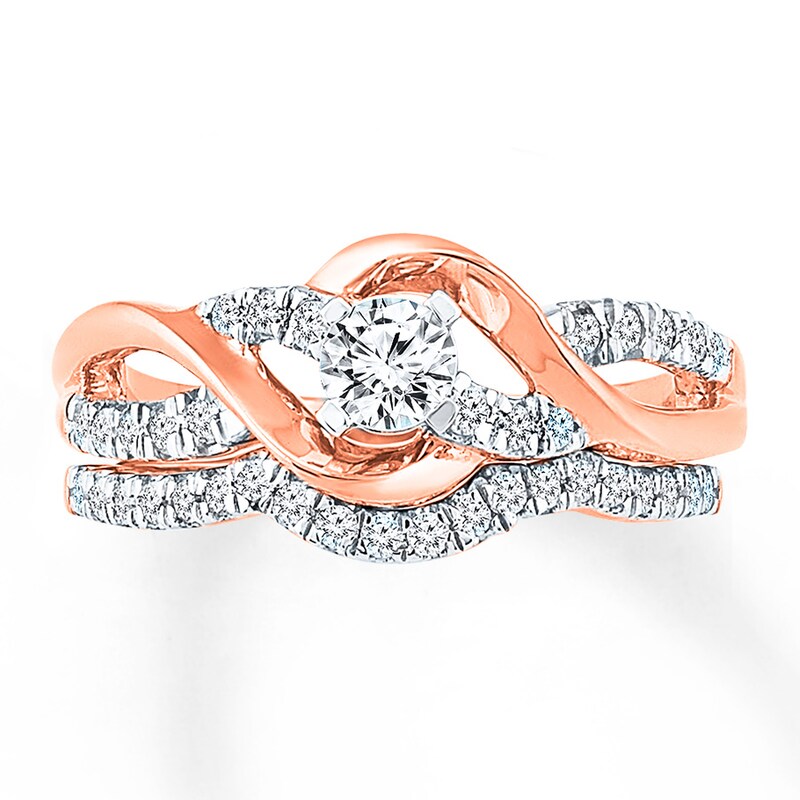 Main Image 1 of Adore Diamond Bridal Set 1/2 Carat tw Round-cut 14K Rose Gold