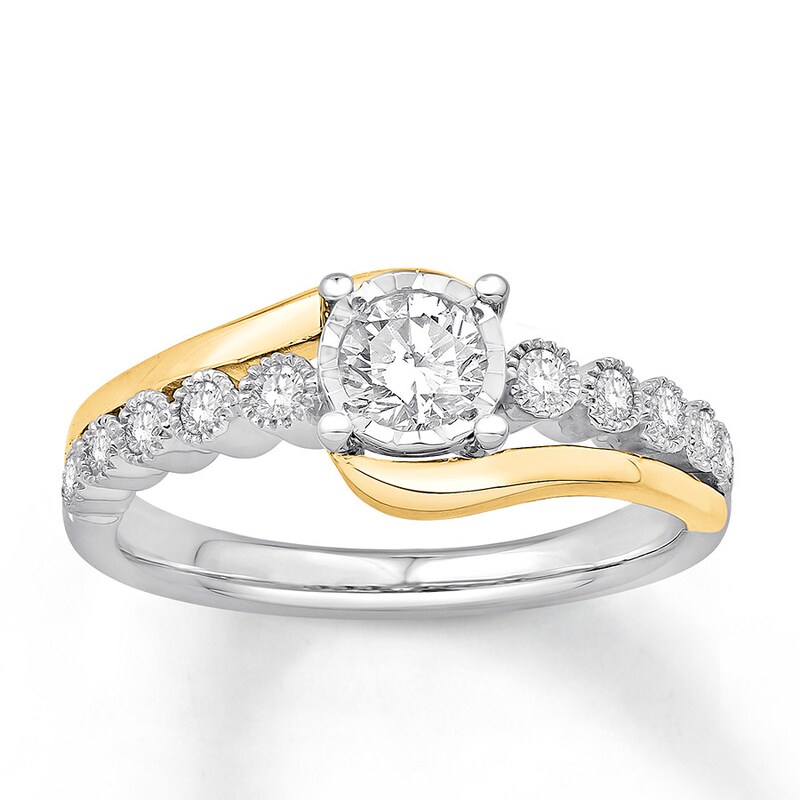 Main Image 1 of Adore Diamond Engagement Ring 3/8 ct tw Round-cut 10K Two-Tone Gold