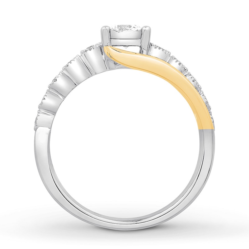 Main Image 2 of Adore Diamond Engagement Ring 3/8 ct tw Round-cut 10K Two-Tone Gold
