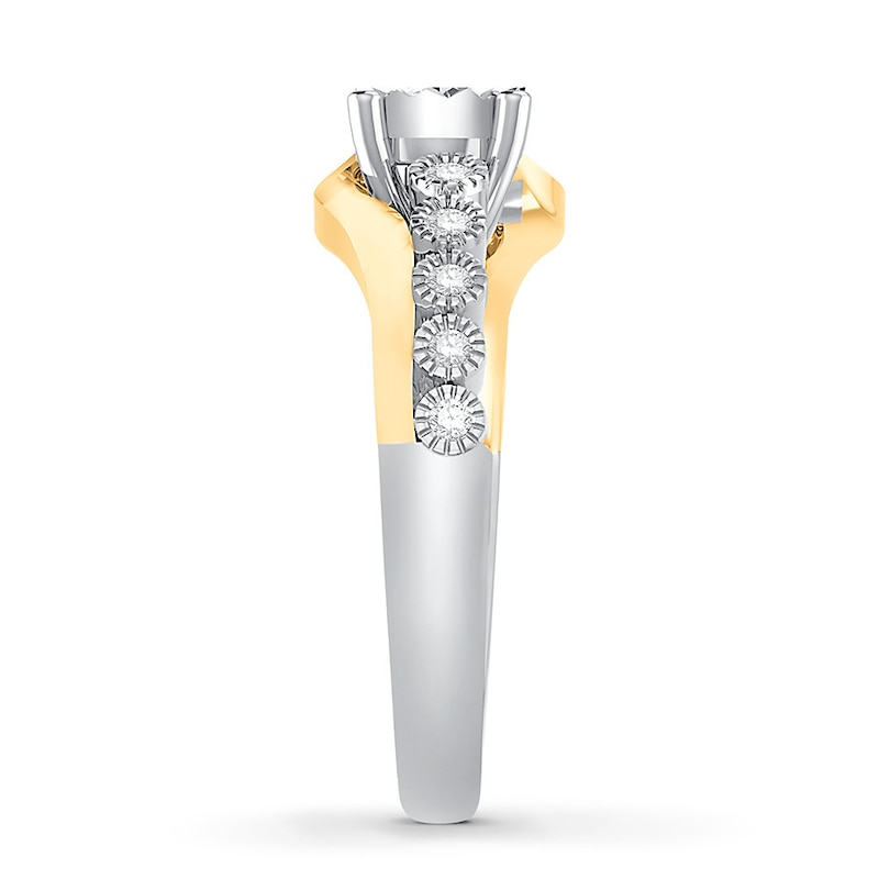 Main Image 3 of Adore Diamond Engagement Ring 3/8 ct tw Round-cut 10K Two-Tone Gold