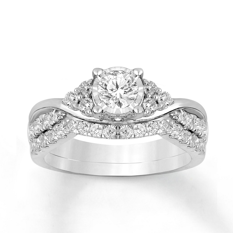 Main Image 1 of Adore Diamond Bridal Set 3/4 ct tw Round-cut 14K White Gold