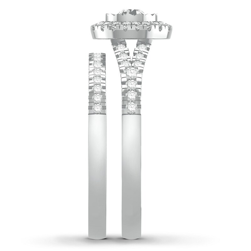 Main Image 3 of Adore Diamond Bridal Set 5/8 ct tw Round-cut 14K White Gold