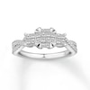 Thumbnail Image 1 of Adore Diamond Engagement Ring 5/8 ct tw Princess/Round 14K White Gold