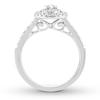 Thumbnail Image 2 of Diamond Engagement Ring 1/2 ct tw Pear & Round 14K White Gold