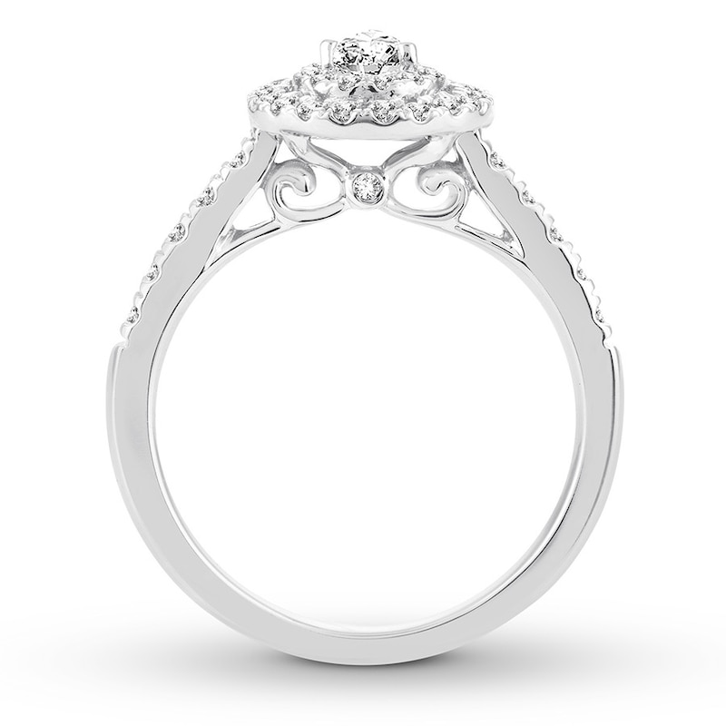 Main Image 2 of Diamond Engagement Ring 1/2 ct tw Pear & Round 14K White Gold