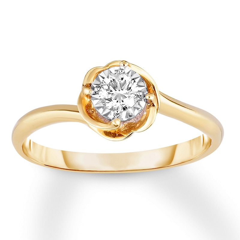 Diamond Engagement Ring 1/5 Carat Round-cut 10K Two-Tone Gold