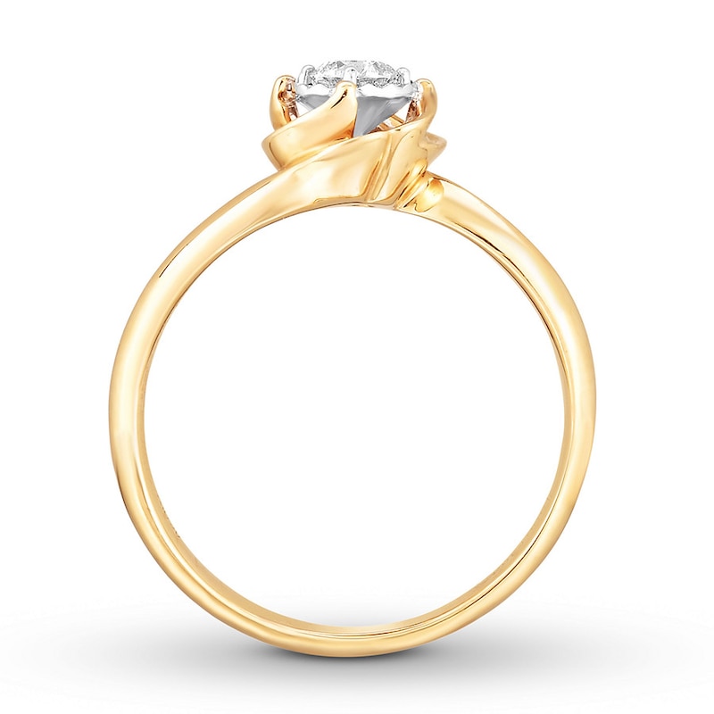 Diamond Engagement Ring 1/5 Carat Round-cut 10K Two-Tone Gold