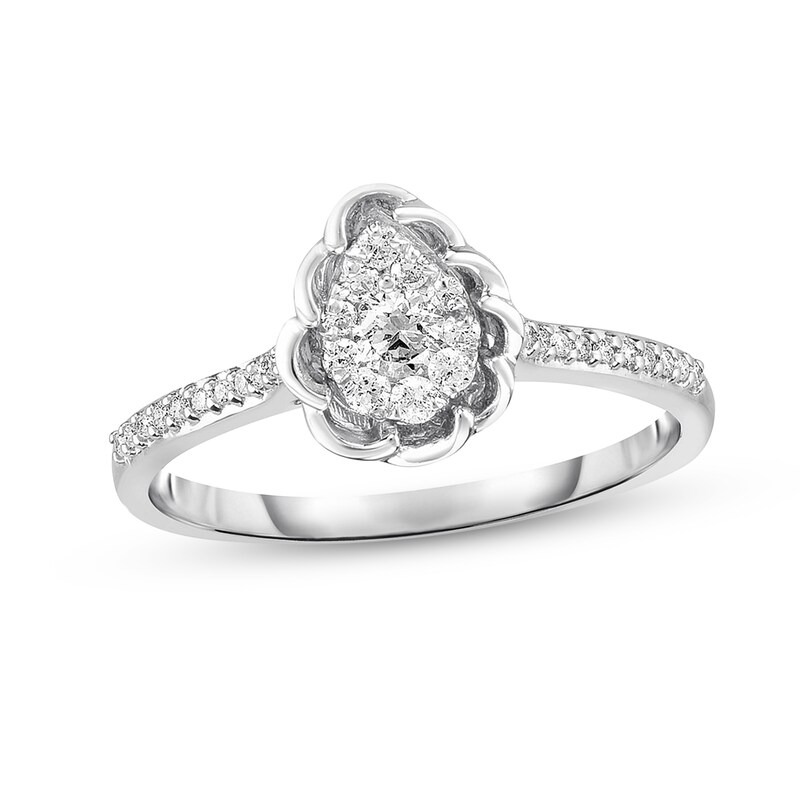 Diamond Engagement Ring 1/4 ct tw Round-cut 10K White Gold